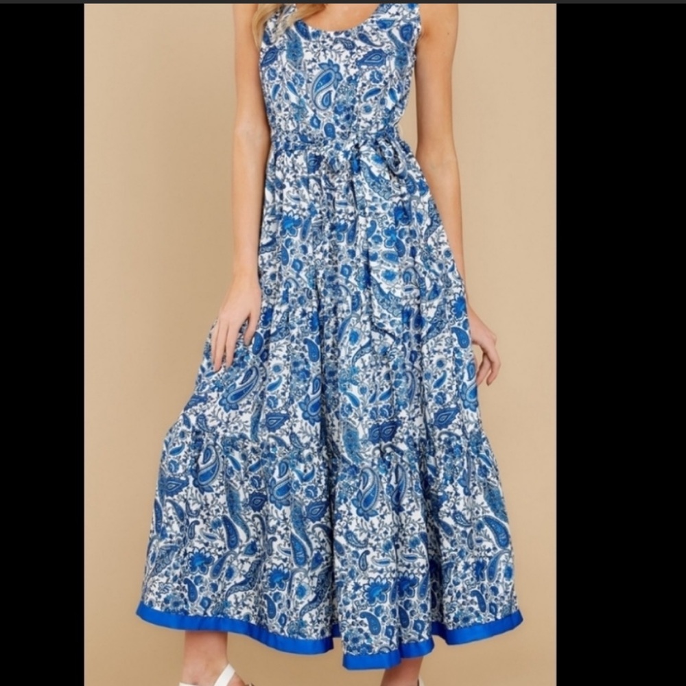 Red Dress Boutique Blue Floral Paisley Dress NWT